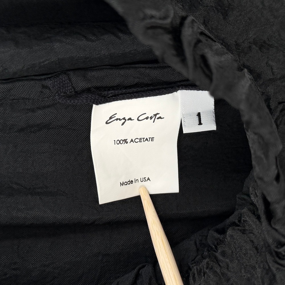 ENZA COSTA Textured Satin Cargo Pants Women Small Black Wide Leg Pull on Luxury - Picture 15 of 16